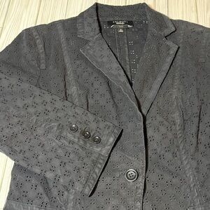 Talbots Eyelet Women’s 6 Black Blazer Jacket – Stretch Cotton